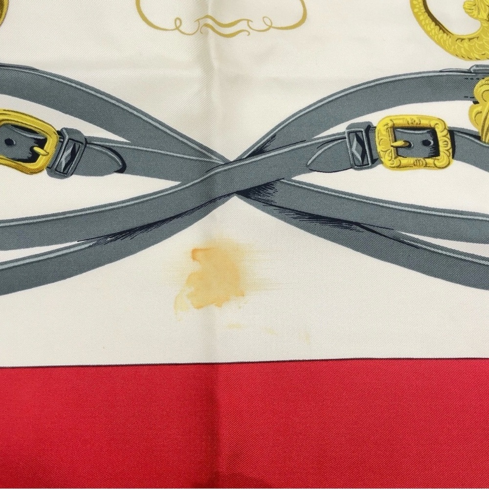 HERMES Iconic “Brides de Gala” Red Silk Luxury Equestrian Silk Scarf - Picture 11 of 11